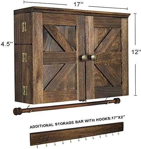 GLANT Wooden Barn Door Jewelry Organizer, Rustic Wall Mount Jewelry Storage for Necklaces, Earrings, Bracelets, Ring Holder