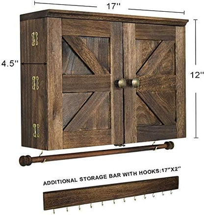GLANT Wooden Barn Door Jewelry Organizer, Rustic Wall Mount Jewelry Storage for Necklaces, Earrings, Bracelets, Ring Holder