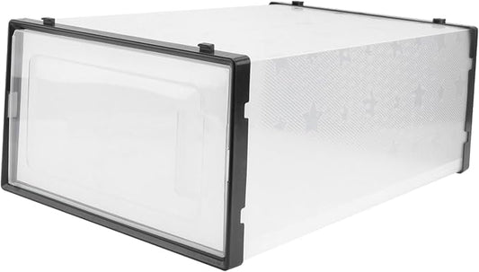 Lurrose Thickened Clamshell Shoe Storage Box Transparent Large Plastic Container Organizer for Closet Space-saving and Easy Shoe Visibility