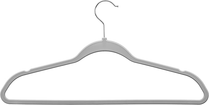 DEILSY™ Gray Hangers 50 Pack - Non Velvet Slim Hangers - Durable Hanger Space Saver for Closet Organization, Shirts, Dresses, Jackets, Pants, Adult Clothes Storage Solution