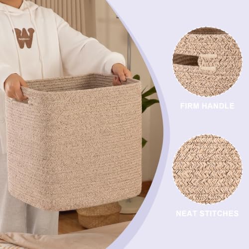 OIAHOMY 2 PACK Tall Storage baskets 55L Collapsible Storage Bins Pure Brown - Image 3