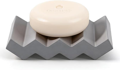 Self Draining Bar Soap Holder Diatomite Soap Dish Fast Drying Soap Saver Small Sponge Caddy for Shower, Bathroom, Kitchen Sink, Dark Grey