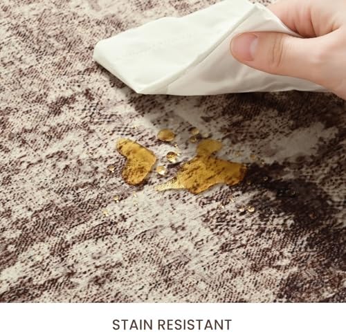 Entryway Rug 3x5 Brown Bedroom Area Rug Washable Non Slip Abstract Coffee Boho Rugs for Indoor Entry, Kitchen, Classroom, Bathroom, Kids Girls Room, Office, College Dorm Small Carpet - Image 6