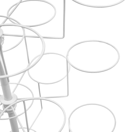 Freestanding Rotating Hat Display Rack: 7-Tiers, 35 Hooks, with Wheels, Black Metal Floor Stand for Hats, Wigs, and Caps - Ideal for Retail Stores and Organizing Headwear. (White)