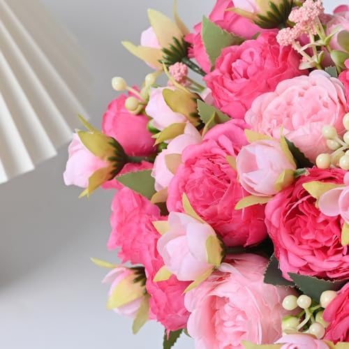 8 Packs Peonies Artificial Flowers, Mixed Pink Silk Artificial Peonies - Image 6