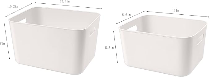 Set Of 6 Plastic Storage Bins,Versatile Kitchen Pantry Organization and Storage,for Plastic Storage Container Under Bed,Under Sink Bathroom Organizer (White, 4 XL+2 L)