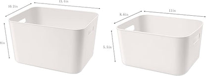 Set Of 6 Plastic Storage Bins,Versatile Kitchen Pantry Organization and Storage,for Plastic Storage Container Under Bed,Under Sink Bathroom Organizer (White, 4 XL+2 L)