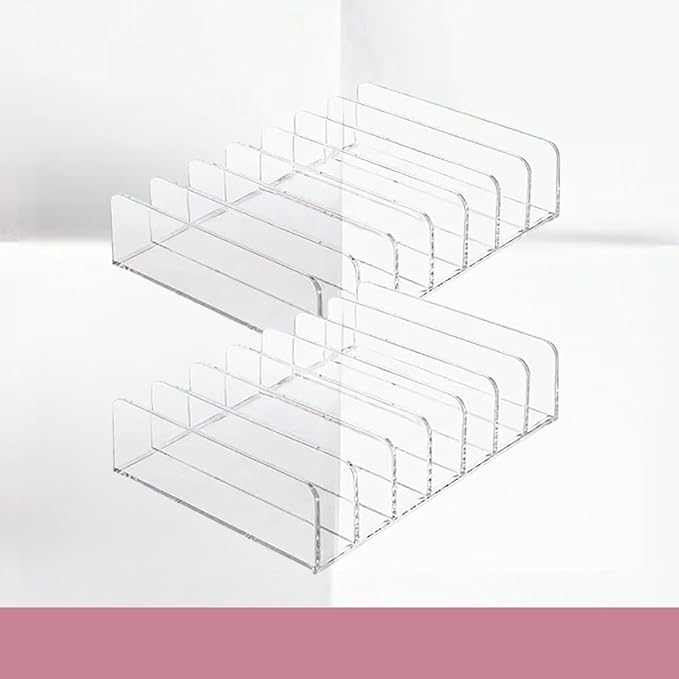 WECHENG 2 Pack Acrylic Eyeshadow Makeup Palette Organizer: Clear Makeup Organizer for Drawer - 7-Section Cosmetic Organizer for Vanity Countertop holder Storage Accessories