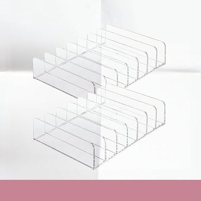 WECHENG 2 Pack Acrylic Eyeshadow Makeup Palette Organizer: Clear Makeup Organizer for Drawer - 7-Section Cosmetic Organizer for Vanity Countertop holder Storage Accessories