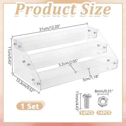 3Layers Acrylic CD Holder Nail Polishes Organizer Rack Acrylic Makeup Display Shelf CD Cases Cosmetic Storage Holder Stand Clear Cosmetic Display Shelf for DVD Case Makeup Jewelry