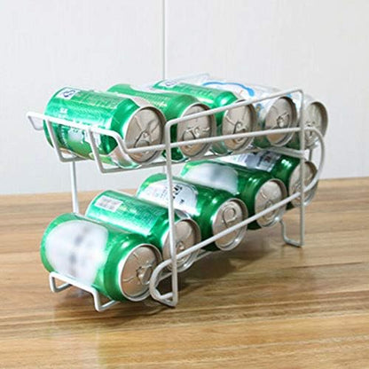 VALINK 2 Tier Metal Beverage Can Dispenser, Soda Can Dispenser Drink Beers Storage Rack Holder Pantry Kitchen Fridge Organizer Storage Container Iron Shelf for Kitchen Cabinet Pantry Countertop