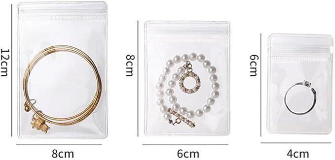 2 Pack Acrylic Organizers Cases Jewellery Storage Box 60 Pack PVC Clear Jewelry Anti Oxidation Zipper Bags for Packaging Earring Rings Necklace Large Space Jewellery Case Anti-oxidation Bag