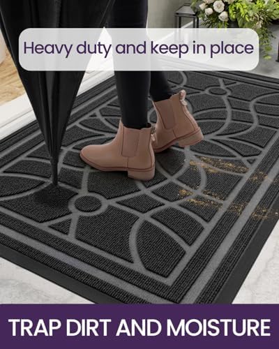 DEXI Front Door Mat Outside Entrance 24x36, Heavy Duty Non Slip, Grey - Image 5