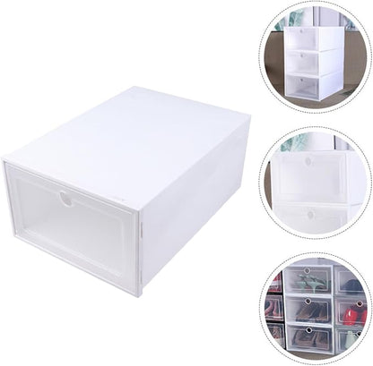 Lurrose 6pcs Stackable Shoes Organizer Boxes 33x24x14cm Plastic Dustproof Drawer Shoe Storage Container for Men Space-saving Closet Storage
