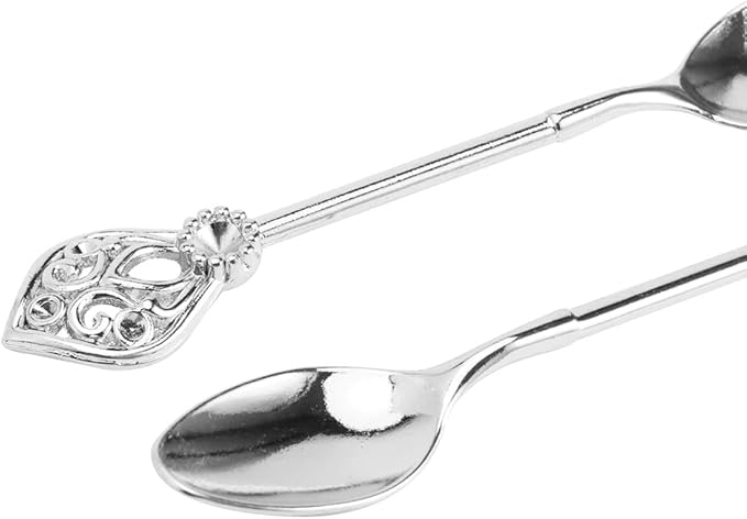 Coffee Spoon Set With Holder, Swan Spoon & Fork Holder, Elegant and Charming Decorative Spoons Organizer Serving Kit, Durable Spoons Coffee Station Storage Organizer(COLOR:Silver)