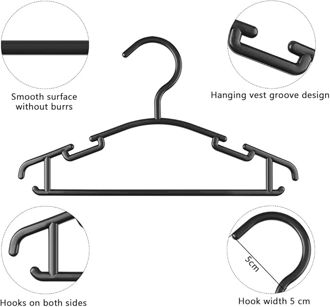 GoodtoU Toddler Hangers Plastic Hanger for Toddler Clothes Baby Hangers 60 Pack Kids Children Hanger Black