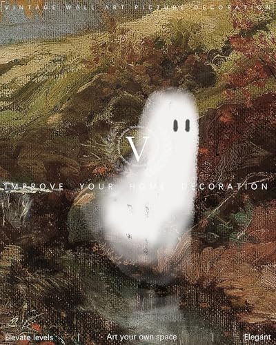 Vodefoad Retro Cute Ghost Decor Halloween Painting Spooky Silhouette Ghosts Haunted House Art Victorian Ghost Posters Pictures for Living Room, Bedroom, Bathroom, Halloween Room decor - 8x10 Inch Unframed - Image 7