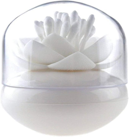 Bloss Lotus Cotton Swab Holder Q-tip Holders Cottons Bud Holder Stylish Birthday Gift Cotton Swab Box Beauty Toothpicks Holder Toothpick Case – White