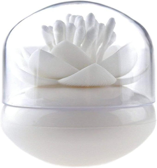 Bloss Lotus Cotton Swab Holder Q-tip Holders Cottons Bud Holder Stylish Birthday Gift Cotton Swab Box Beauty Toothpicks Holder Toothpick Case – White