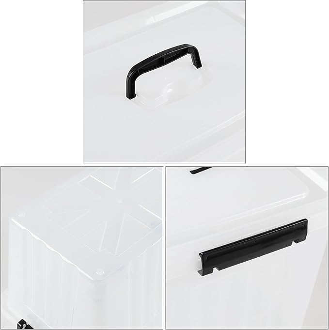 4-pack 20 L Plastic Latching Boxes Totes, Clear Storage Bins with Lids/handles