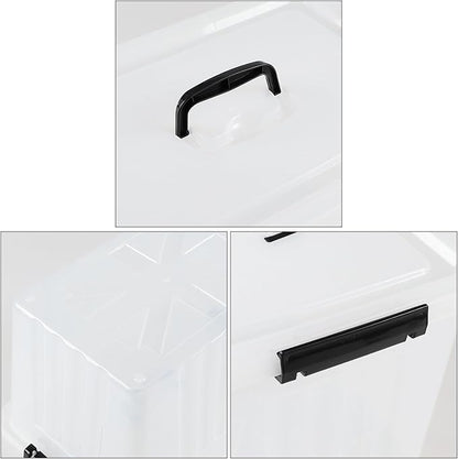 4-pack 20 L Plastic Latching Boxes Totes, Clear Storage Bins with Lids/handles