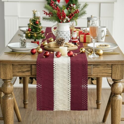 Artoid Mode Red Farmhouse Woven Table Runner 12x90 Inch - Image 2