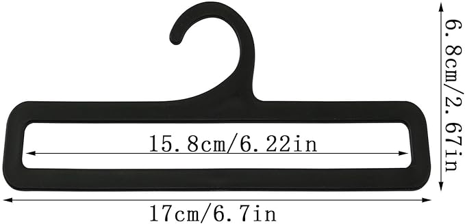 10PCS Plastic Scarf Hanger 17cm for Scarves Belts Towels Tie Rings Multifunctional Clothes Hangers Wardrobe Storage Racks Suitable for Storing Scarves Belts Ties Shawls Black