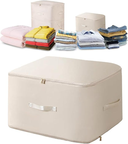 Ultra Space Saving Self Compression Organizer, Blanket Storage, Space-Saving Storage Bag, High-End Quilt Packaging Cube Bedding Storage Bag (Beige, XL (54 * 42 * 60CM))