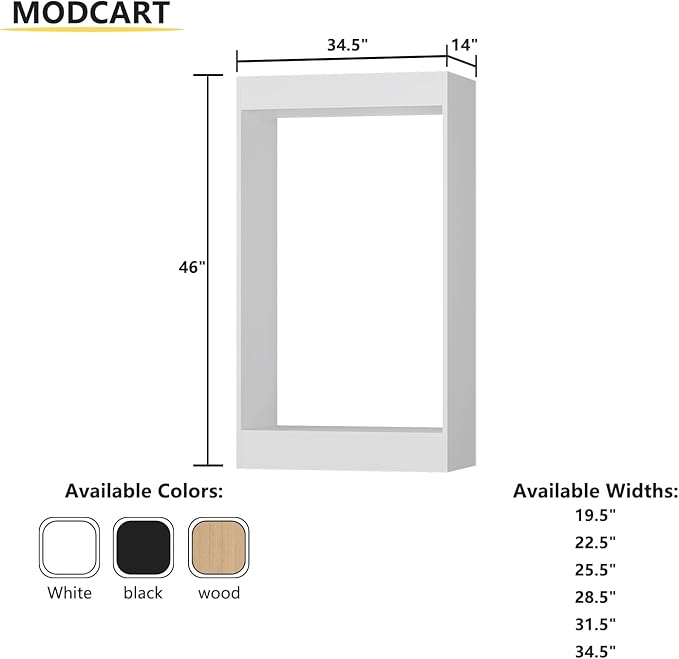 Double Hanging Closet Unit, Modular Closet System, Wood Closet System Organizer with Storage for Walk In Closets, Clothing Rack Wardrobe Closet for Hanging Clothes, Bedroom, White, 34.5"W