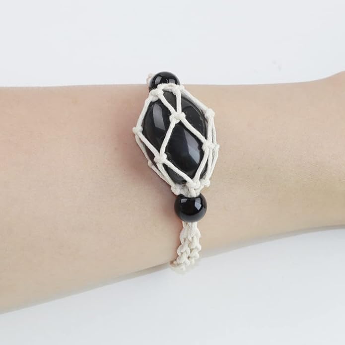 12 PCS Crystal Cage Necklace Holder Cord Empty Stone Holder Replacement Hand-Woven Necklace Cord with Adjustable Length