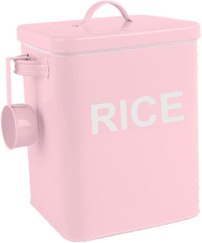 MagiDeal Flour Canister, Sealed Food Storage Bin, Countertop Organizer Jar for Grain, Beans, Kitchen Rice, Pink M