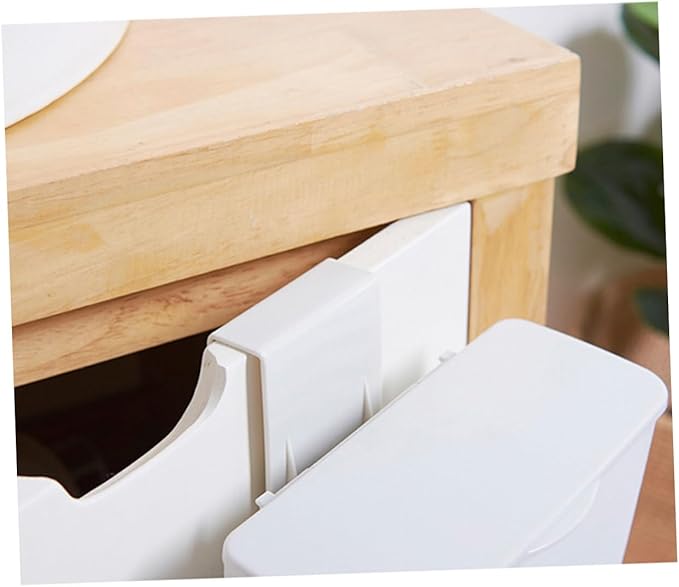 WOONEKY Cabinet Door Hanging Cosmetic Storage Box with Lid Multifunctional Plastic Sundries Organizer for Bathroom -Saving Design Easy Installation White