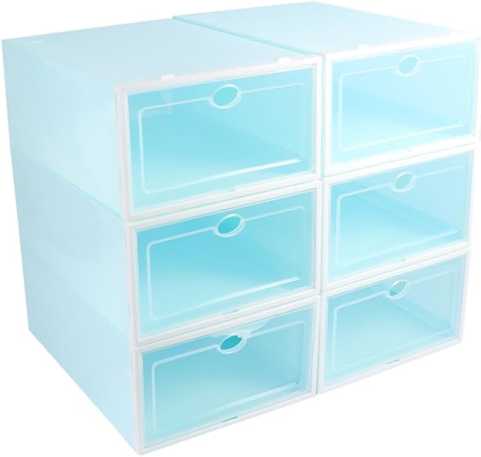 6pcs Shoe Organizer Space Saver Thicken Shoe Boxes Storage Bin Lids for Closet and Entryway