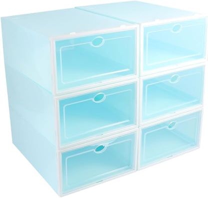 6pcs Shoe Organizer Space Saver Thicken Shoe Boxes Storage Bin Lids for Closet and Entryway