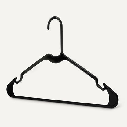Amazon Basics Space Saving Plastic Clothes Hangers, Sturdy Closet Organizer for Shirts and Jackets, Adult Size, Black, 50-Pack