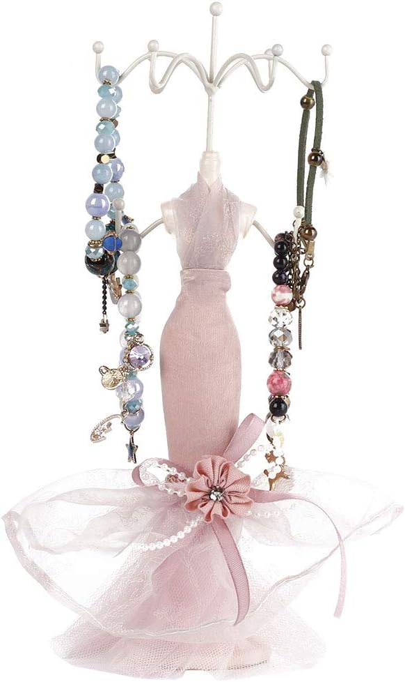Jewelry Stand Holder, Hanging Jewelry Organizer Elegant Lady Model Earring Necklace Towers Mannequin Princess Dress Rack for Bracelets Earrings Rings Women Girls