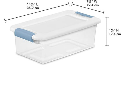 Sterilite 12-Pack Latching Box, Under Bed Storage Bins with Lids, Clear Plastic, 6 Quart - Heavy-Duty Organizing Containers for Closet, Bathroom, and Office