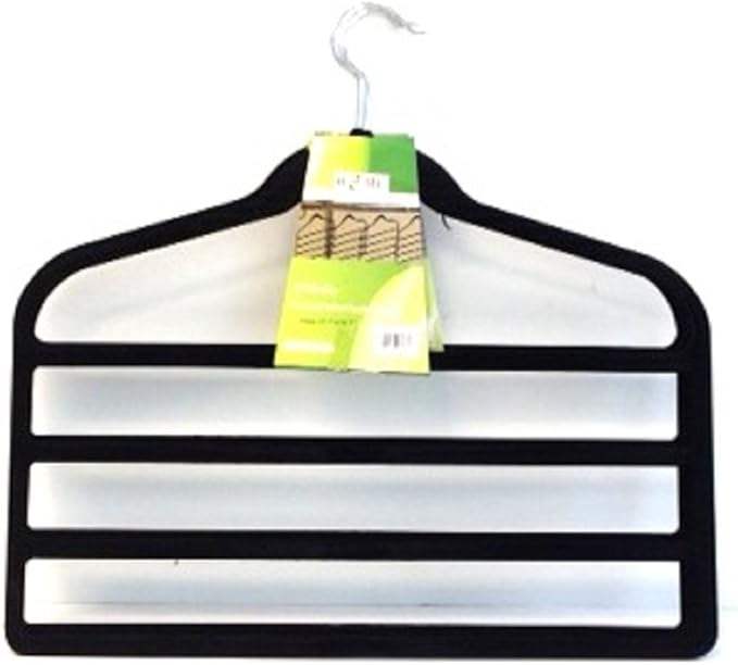 UNIWARE 18123B (4 Tier) Flocked Velvet Pants Hanger,(Set of 4) (Black)