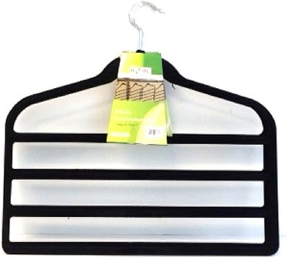 UNIWARE 18123B (4 Tier) Flocked Velvet Pants Hanger,(Set of 4) (Black)