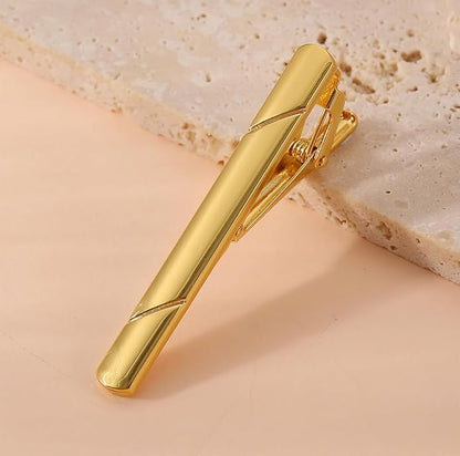 Mens Classic Tie Clips Long Styles Tie Pins Minimalist Necktie Tie Bar Clasp Clip Clamp Pins Gift For Men Business Party Wedding Best Gift and Daily Life(Gold)