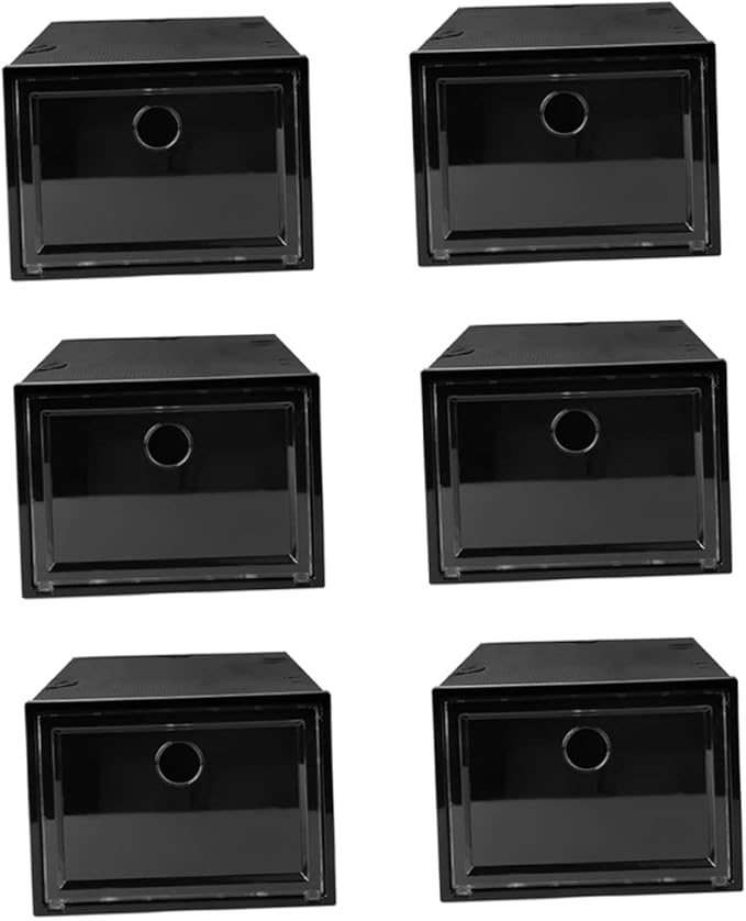 Amosfun 6Pcs Shoe Storage Boxes Plastic Sneaker Cases with Transparent Doors Stackable Design for Home Dorm and Shoe Stores Against and