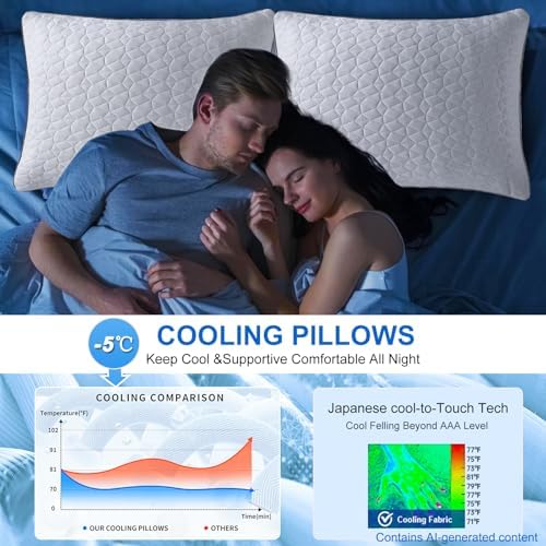 Cooling Shredded Memory Foam Pillows Standard Size Set of 2, 20 x 26 in - Image 3
