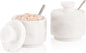 Marble Salt Cellar 3" Inch White Celtic Salt, Seasoning Containers for Kitchen Decor, Set of 2 Spice Jars, Countertop Storage, Sugar Bowl with Lid and Spoon, Ideal Mother’s Day Gift for Mom