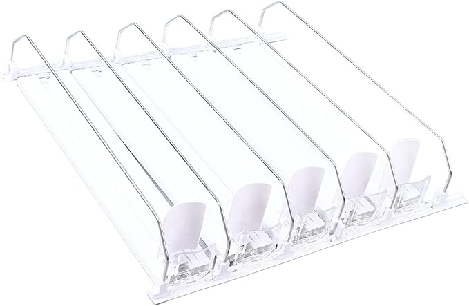 Drink Can Dispenser, Organizer for Fridge Spring Loaded Adjustable Organiser Drinks Dispensador Automtico Refrescos Push Rod Slide Rail Soda Beer Beverages 38cm White Pull-Out