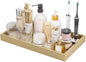 ZHWS Gold Bathroom Vanity Tray for Countertop Perfume Makeup Jewelry Candle Decor, Kitchen Tray for Soap Dispenser Spice Salt, Large Gold Tray for Toilet Tank Paper, Serving Nightstand 13”x6.5”