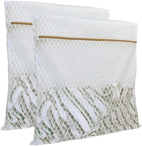 2 Pack Laundry Bag, Durable Big Honeycomb Mesh Laundry Bags Suitable for Delicate Clothes Washing 24 x 24 Inches (2 XX-Large) by DuomiW
