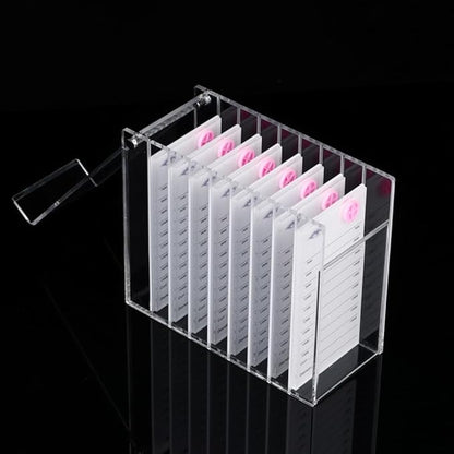 8 Layers Acrylic Eyelash Storage Organizer, Grafting False Eyelashes Display with 8 Pallets, Dustproof Cosmetic Beauty Extension Supplies (White)