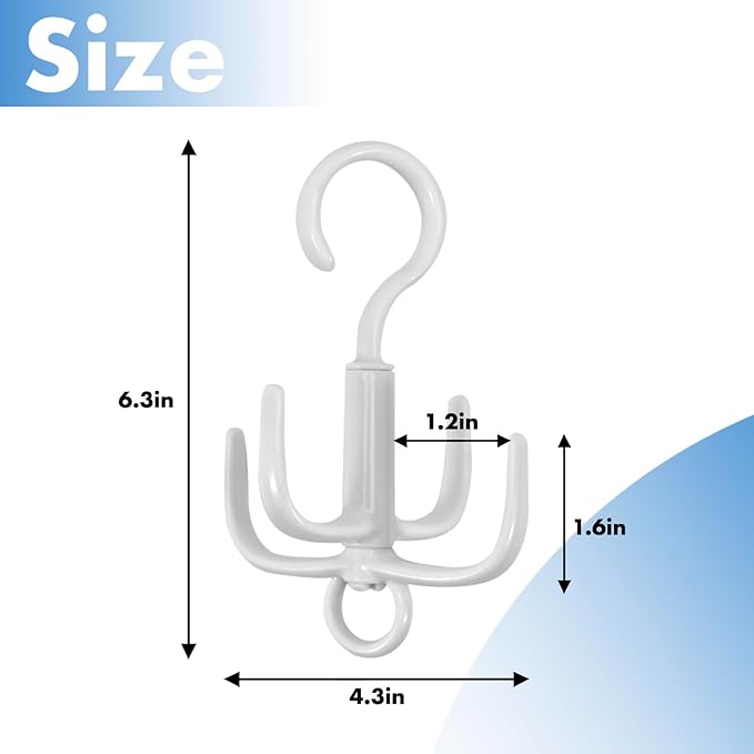 Space-Saving Tie Hanger, Small Space Storage and Organizer, 2 Piece Set, 360° Rotatable Portable Closet Organizers for Belt, Scarf, Bras, Tank top, Purses Etc(Beige)