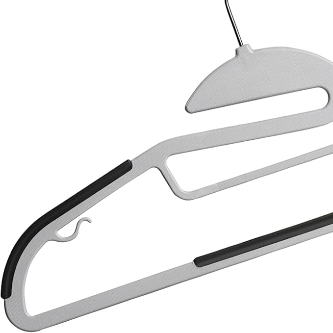 Plastic Hangers Pack of 50, Heavy-Duty Non-Slip Clothes Hangers Space Saving with 360° Swivel Hook Grey/Silver