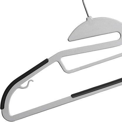 Plastic Hangers Pack of 50, Heavy-Duty Non-Slip Clothes Hangers Space Saving with 360° Swivel Hook Grey/Silver